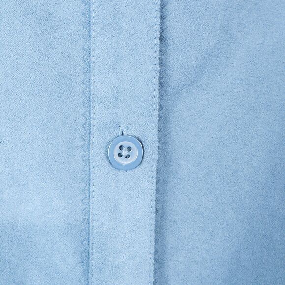 Studio Works Faux Suede Long Sleeve Button Up Shirt Womens Large Blue Western - Picture 10 of 16